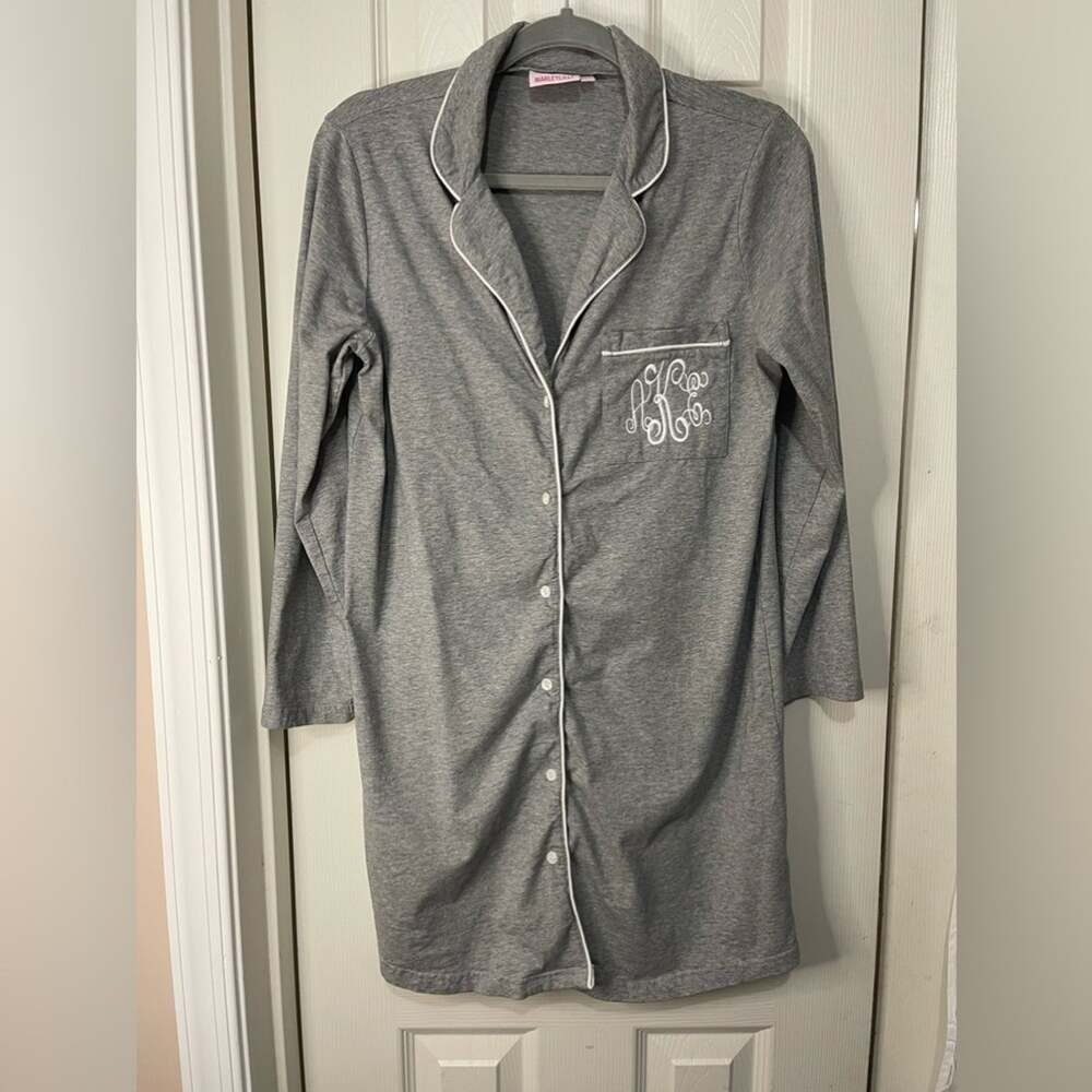 Marley Lilly Gray Jersey Sleep Shirt Size Small/Medium